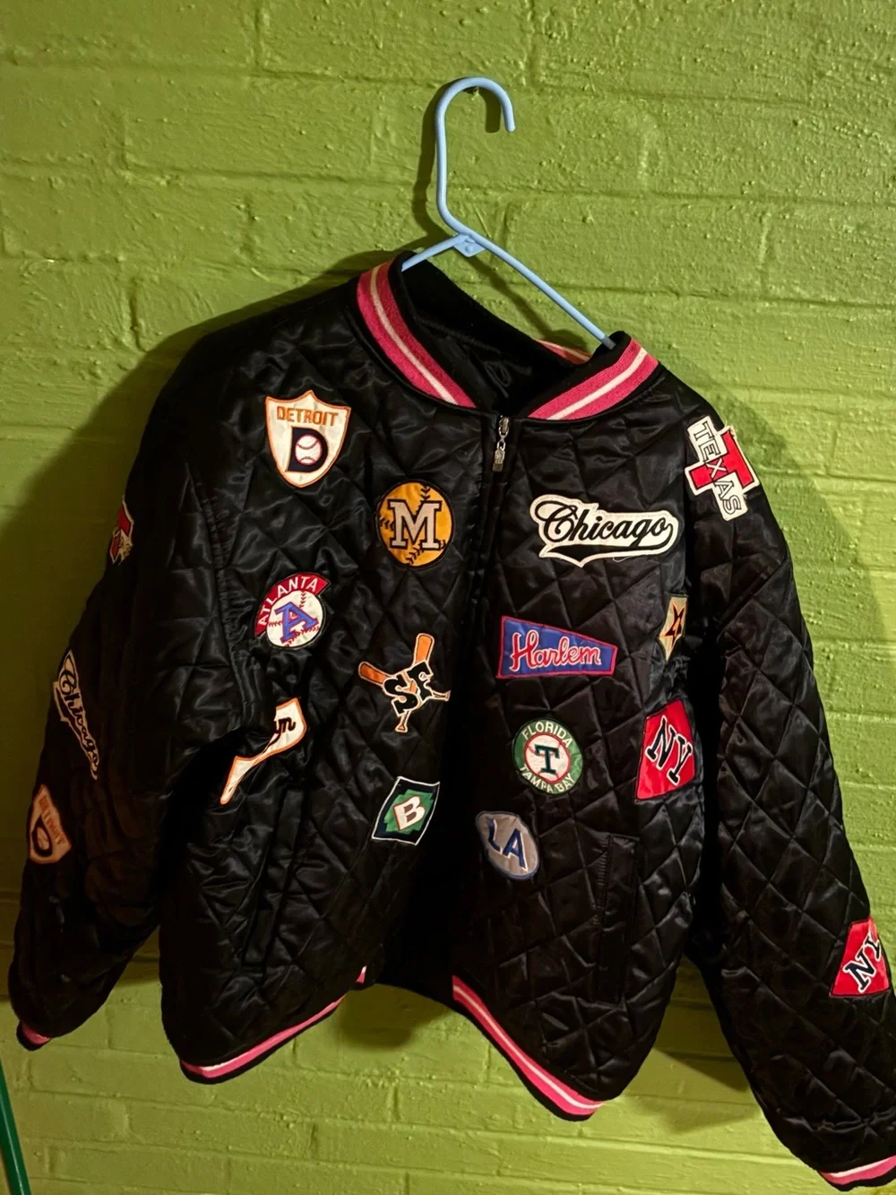 Black Quilted Jacket with Patchwork Logos